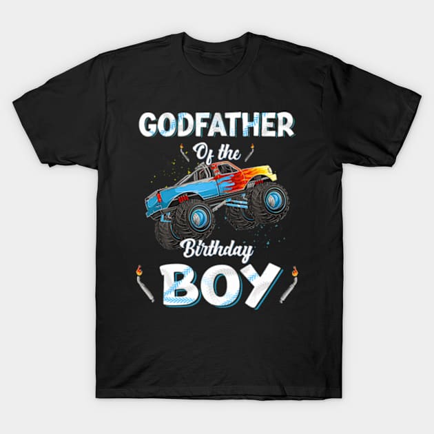 Godfather Of The Birthday Boy Monster Truck Bday Party Men T-Shirt by Zoe Hill Autism